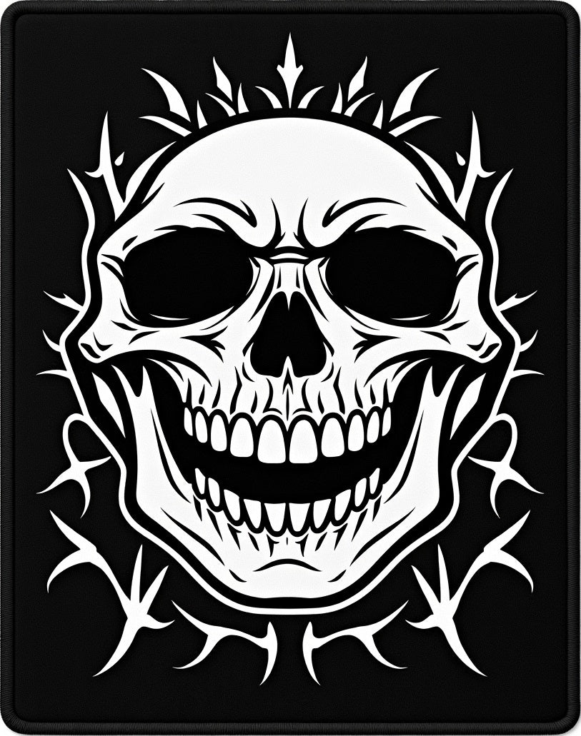 Dark White Skull With Crown Accents Rug