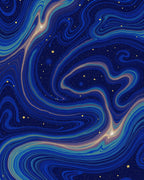 Cosmic Swirl Blue Starry Night Rug