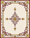Deep Red Golden Damask Ornament Rug
