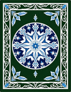 Emerald Blue White Medallion Scrollwork Rug