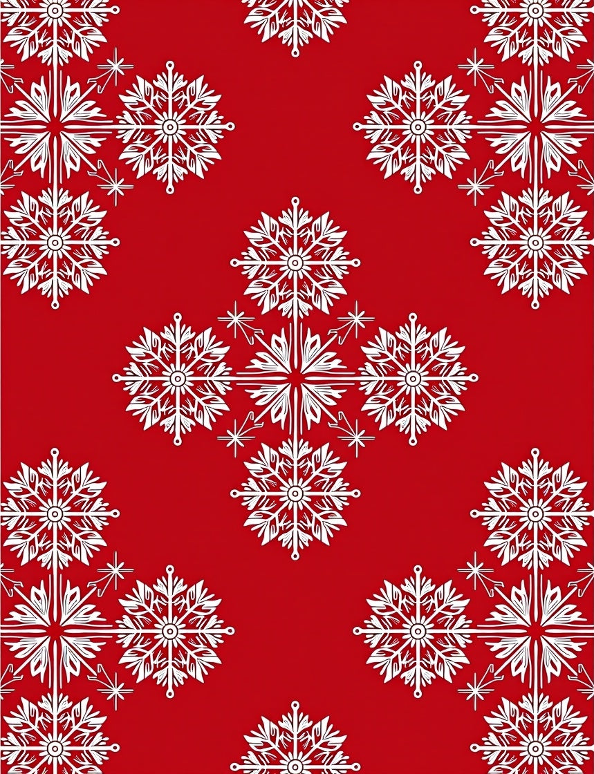 Festive White Snowflake Mandala Background Rug