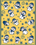 Whimsical Yellow Snowman Snowflake Collage Rug