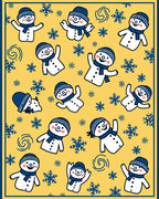 Whimsical Yellow Snowman Snowflake Collage Rug