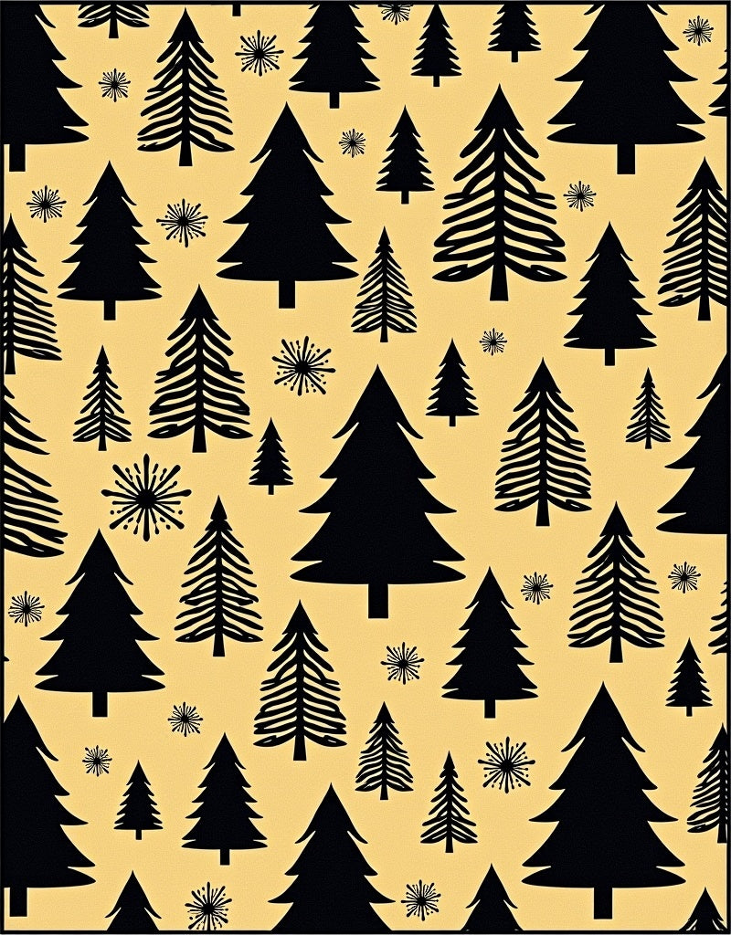 Black Pine Trees Yellow Backdrop Rug