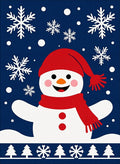 Friendly Snowman Red Hat Snowy Scene Rug