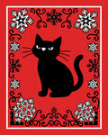 Black Cat Snowflake Border Rug