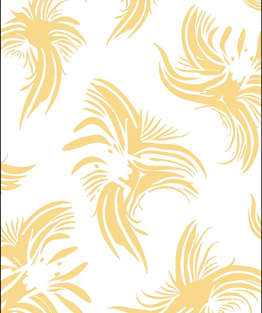 Golden Abstract Feather Collection Rug