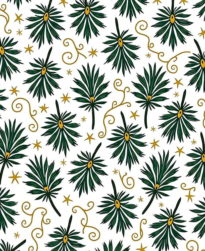Green Tropical Star Swirl Rug