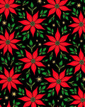 Red Poinsettia Black Star Garden Rug