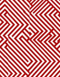 Red and White Geometric Maze Rug