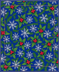 Festive Blue Holly Snowflake Border Rug