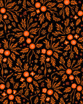 Vibrant Orange Floral Burst Black Rug