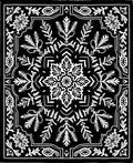 Black White Floral Mandala medallion Rug