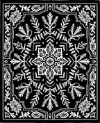 Black White Floral Mandala medallion Rug