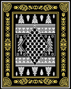 Black Yellow Geometric Pine Forest Rug