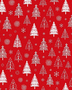 Red White Festive Tree Snowflakes Rug