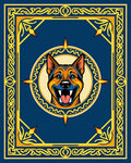 Bold Dog Face Blue Yellow Border Rug