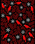 Red Cardinal Snowflakes Black Rug