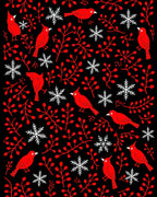 Red Cardinal Snowflakes Black Rug