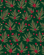 Festive Green Berry Pine Sprig Rug