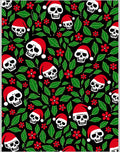 Spooky Santa Skull Red Flower Garland Rug