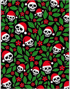 Spooky Santa Skull Red Flower Garland Rug
