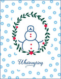 Whimsical Snowman Wreath Blue Flowers Rug