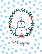 Whimsical Snowman Wreath Blue Flowers Rug