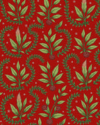 Red Vibrant Botanical Garland Rug