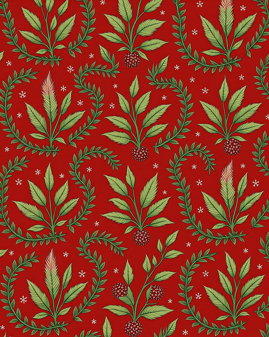 Red Vibrant Botanical Garland Rug