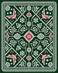 Deep Forest Green Red Medallion Rug