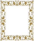 Ornate Golden Leaf Scroll Border Rug