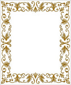 Ornate Golden Leaf Scroll Border Rug