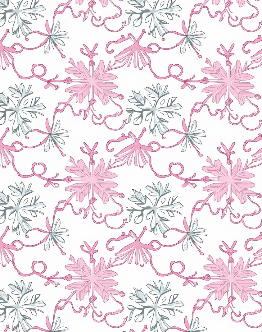 Pink Blue Snowflake Swirl Repeat Rug