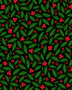 Emerald Green Leaf Red Berry Floral Rug