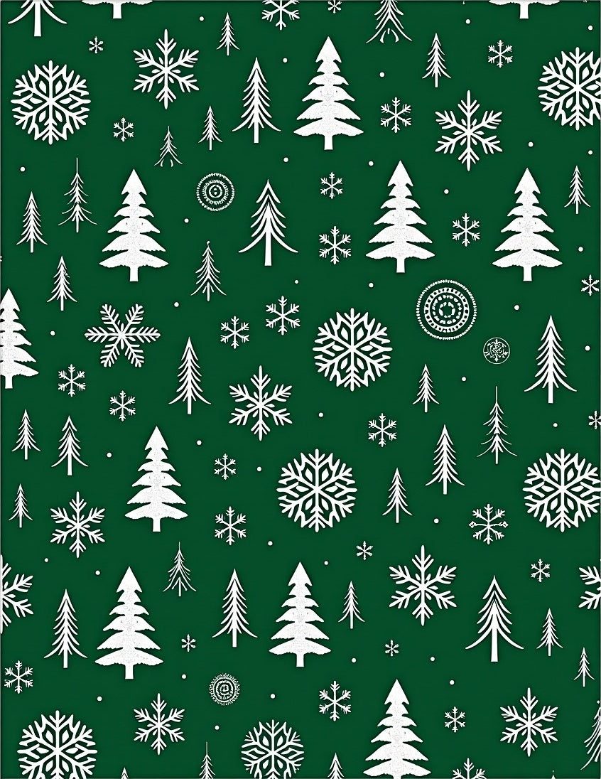 Festive Evergreen Snowflakes Trees Garland Rug