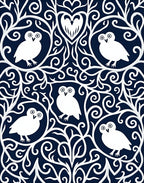 White Owl Whimsical Night Garden Rug
