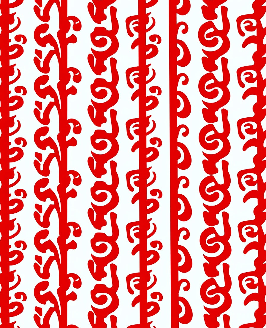 Bold Scarlet Vine Vertical Stripes Rug