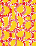 Bold Red Swirls Yellow Rug