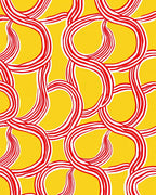Bold Red Swirls Yellow Rug
