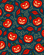Halloween Red Jack-o'-Lantern Repeating Pattern Rug