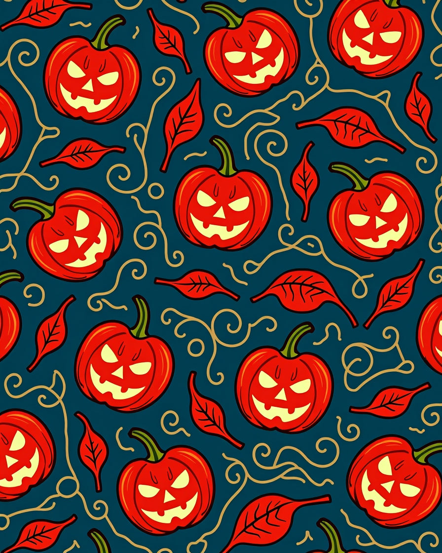 Halloween Red Jack-o'-Lantern Repeating Pattern Rug
