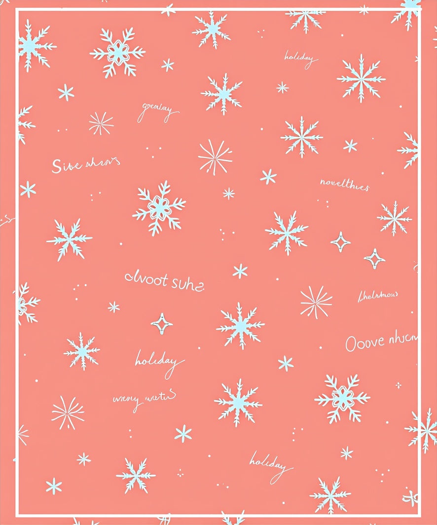 Light Blue Snowflakes Coral Background Rug