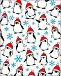 Penguins Christmas Red Hat Snowflakes Rug