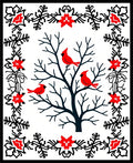 Winter Cardinals Tree Red Snowflakes Rug