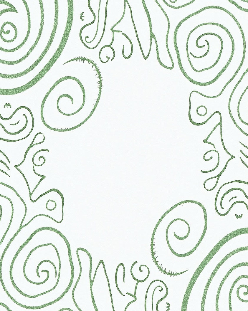 Sage Green Swirl Line Art Rug