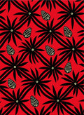 Vibrant Red Black Starburst Seed Rug