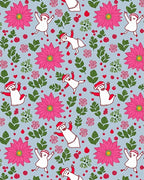 Festive Pink Flower Character Garland Rug