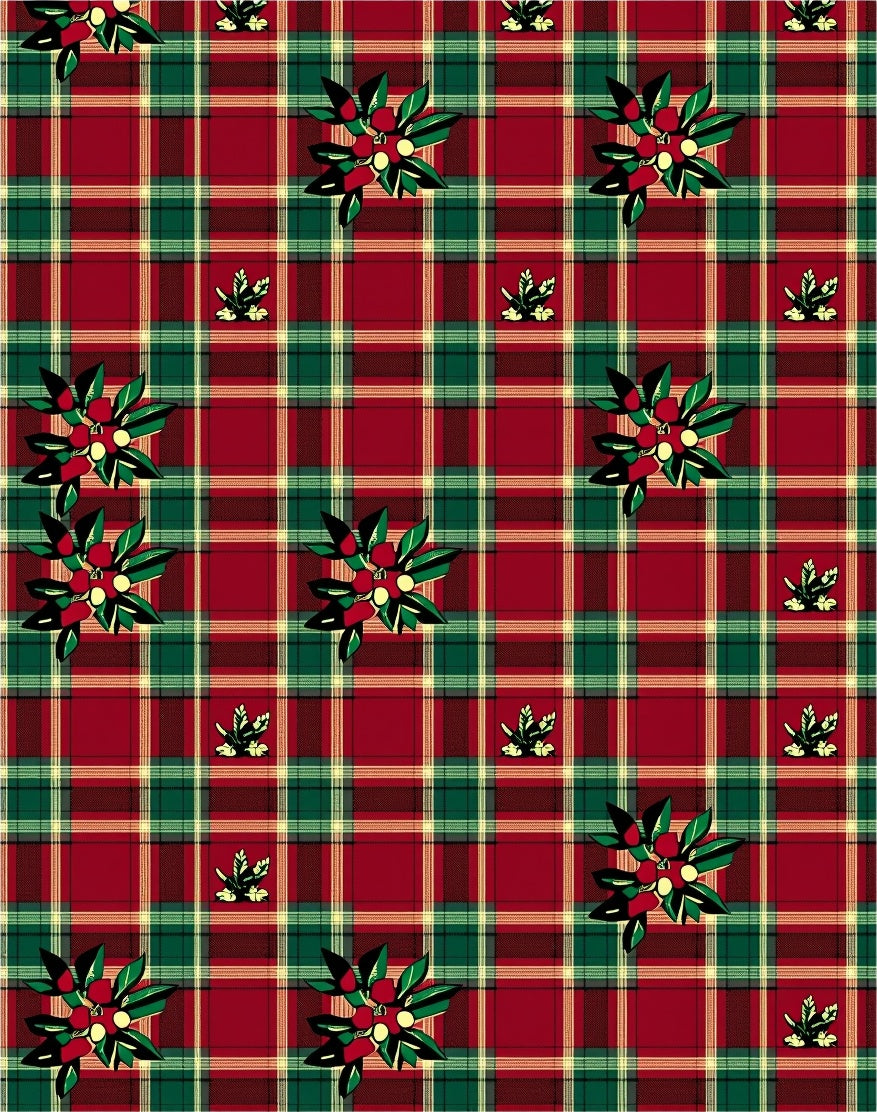 Red Green Tartan Floral Garland Rug