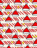 Red Santa Hats Yellow Stars Stripes Rug